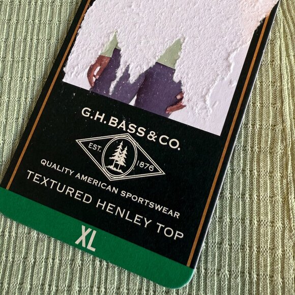 ๐ฑ 5 for $10. NWT G H Bass Light Green Textured Henley Long Sleeve Top Size XL - Picture 5 of 8